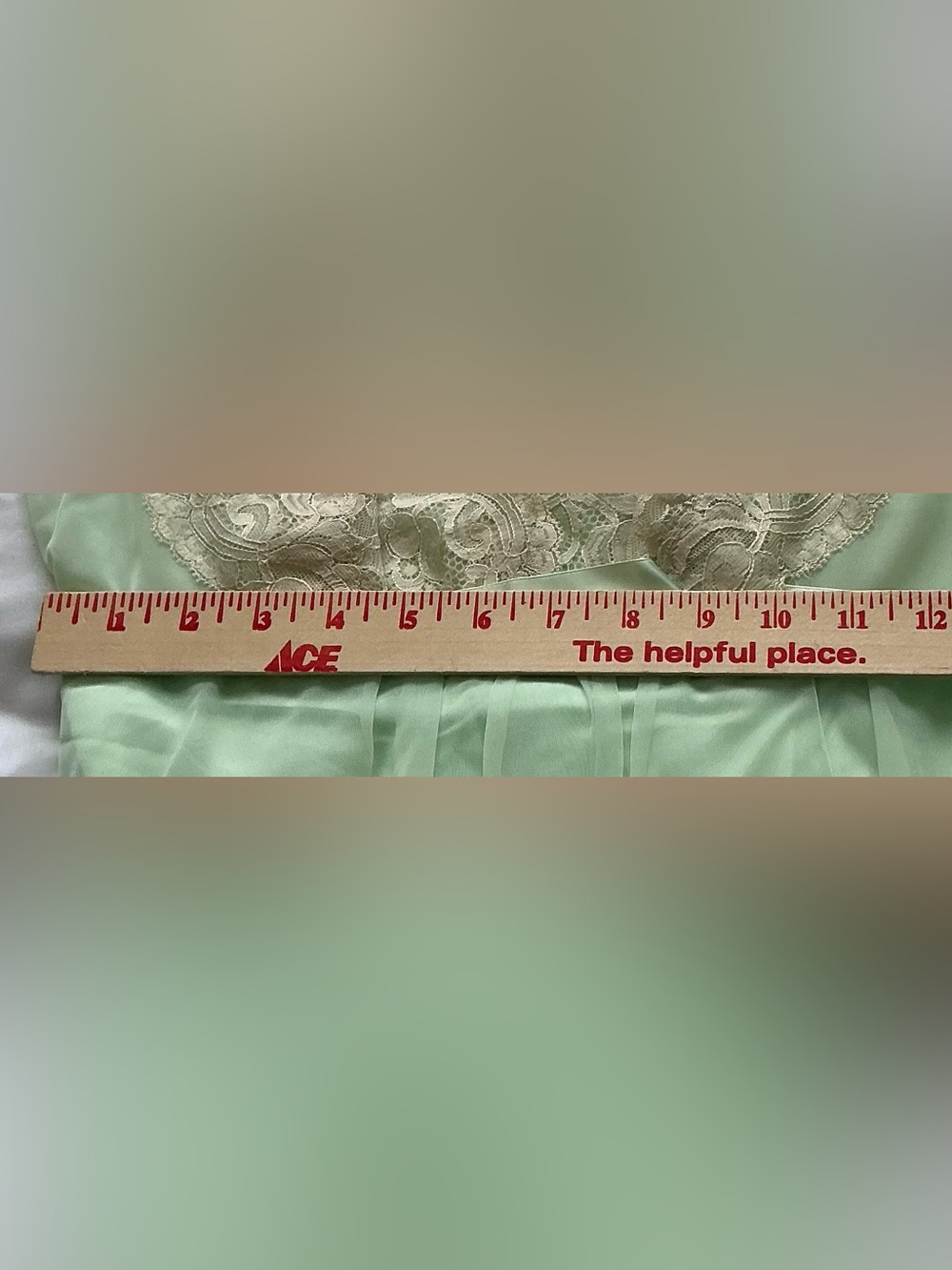 VTG Shadowline Peignoir Set Mint Green Nylon Chiffon Nightgown Gown Robe Lace S - Picture 11 of 16